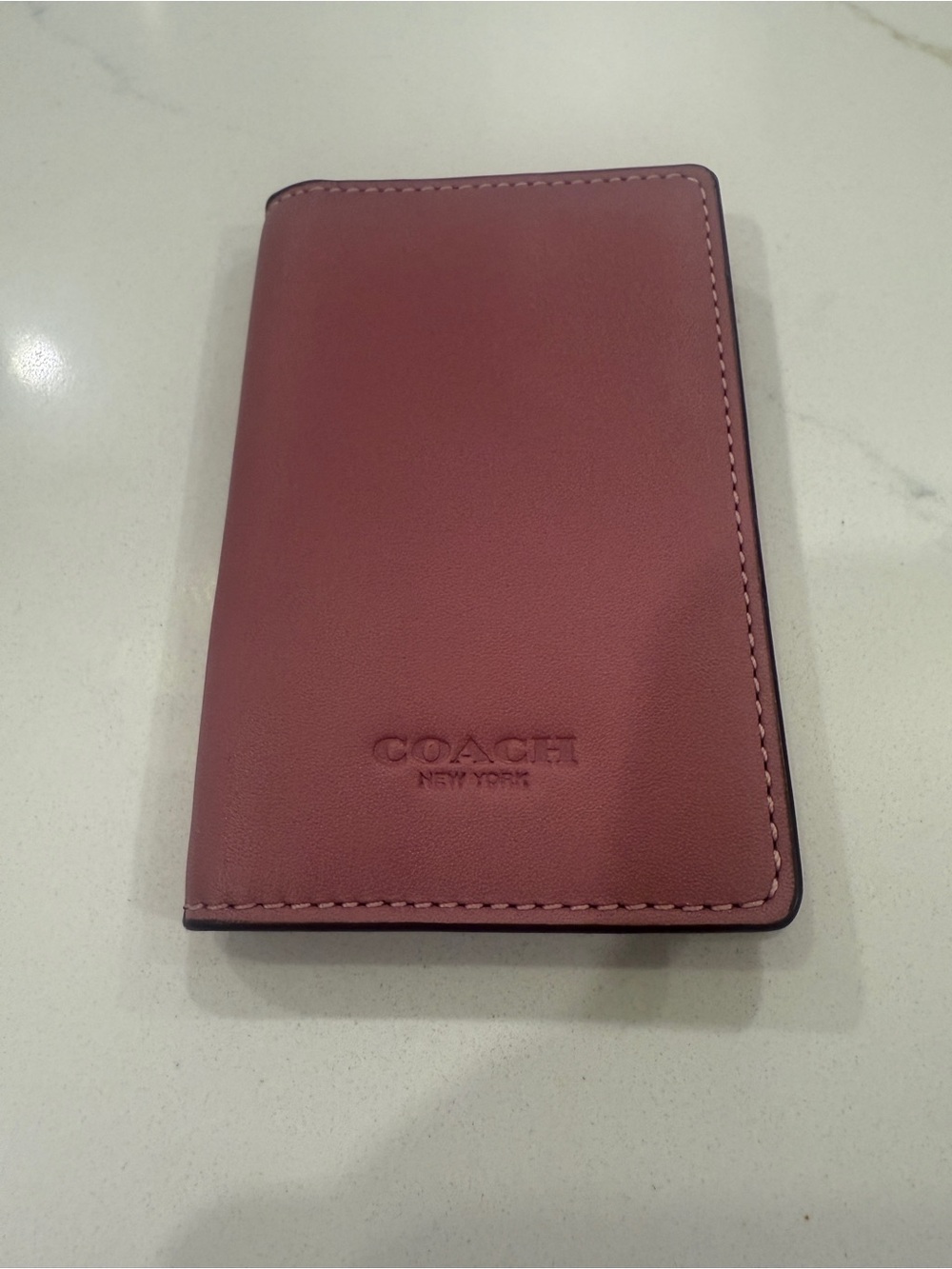 Coach Leather Card Holder Wallet Mauve Pink Slim Card Case Authentic